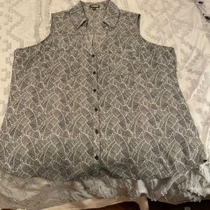Express black and white button down top